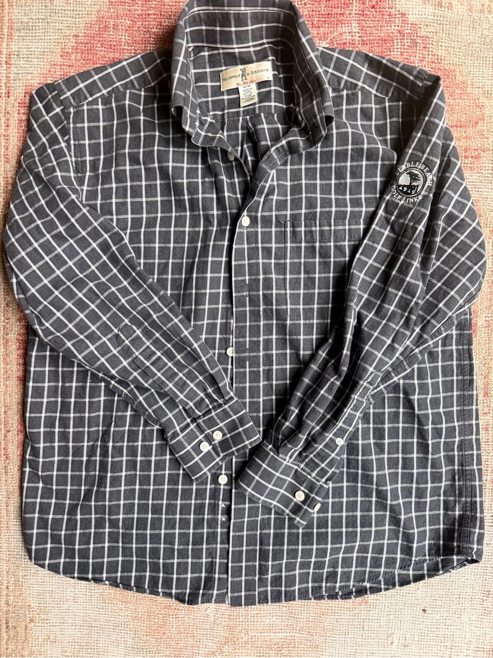 Fairway & Greene Charcoal Gray Windowpane Button-Down Shirt